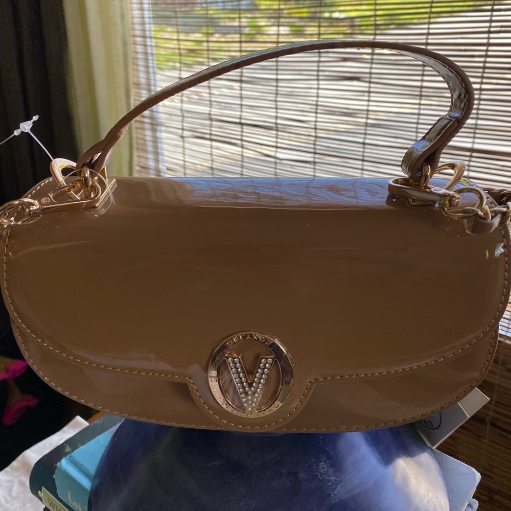 Valentino Orlandi Small Taupe Patent Leather Crossbody Handbag
NWT